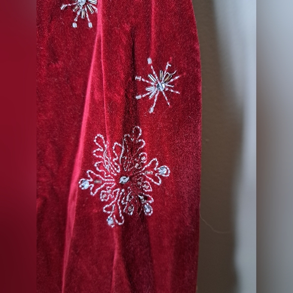 Quacker Factory - Red Velvet Snowman Jacket - Size 2X - Winter Snow Flakes - Picture 7 of 14